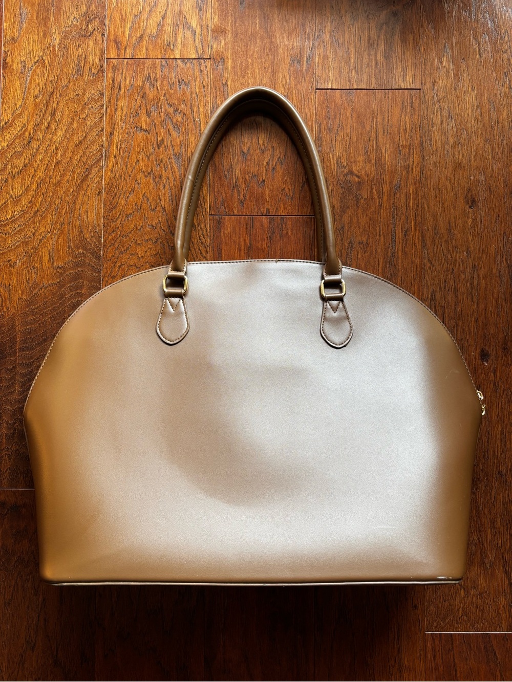 Caramel Faux Leather Work Tote Laptop Bag | Gold Bow Details | NWOT - Picture 6 of 14
